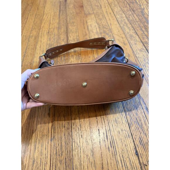 Ghurka Shoulder Bag Womens Brown Leather Pebbled Purse Brass Hardware Handbag - Picture 3 of 10